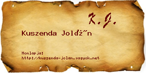 Kuszenda Jolán névjegykártya
